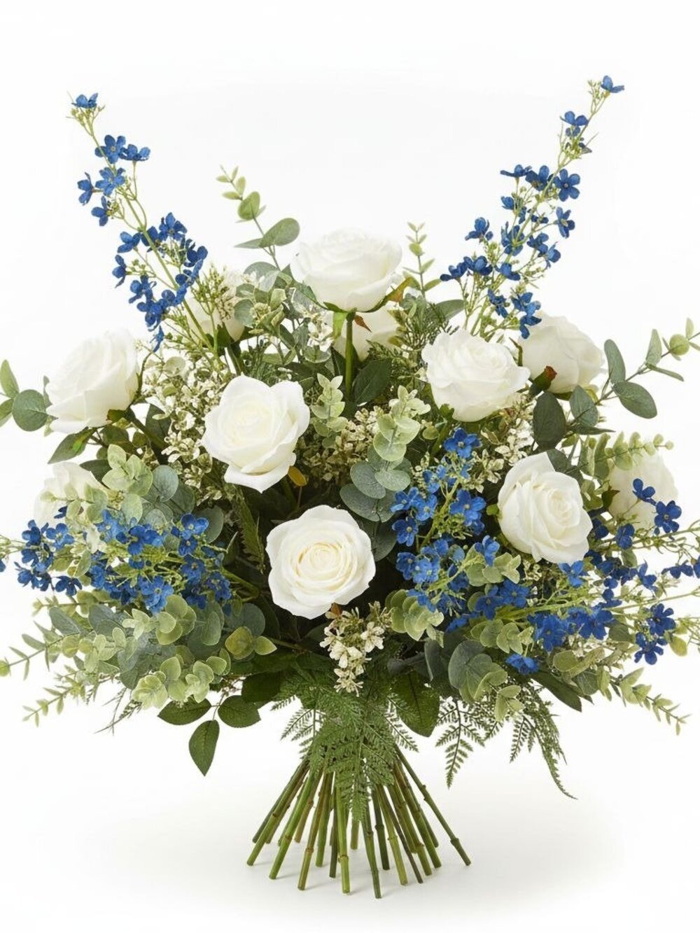 Cobalt Blue Dogwood Stems Faux Wax Flower Blue Floral Bold Decor Vase Filler 24 - Picture 7 of 12